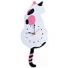 Loufy Orologio da parete a pendolo con gatto bianco, orologio a forma di gatto, orologio con coda mobile, gatto oscillante, stravagante, divertente, facile da installare