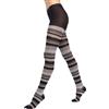 Gallo Collant donna cotone nero righe multicolor