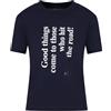 Armani Exchange Women's Big Printed Quote, Pima Cotton T-Shirt,Blue, Mirtillo, L Donna