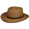 Stetson Cappello di Paglia Gambler Toyo Donna/Uomo - da Sole con Fascia in Pelle Primavera/Estate - XXL (62-63 cm) Natura-Marrone