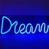Creperture Dream Neon Sign, 39 x 13,5 cm LED Wall Dercor Dream Light Up Neon Night Lights USB Powered Lettere Segnali Luce Decorazione per Camera da Letto Casa Bar Negozio Festa di Matrimonio Blu