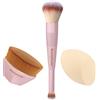BEAUTYFACTOR Pennelli Make up, Pennello Fondotinta a Doppia Estremità, Spugnetta Fondotinta per Liquidi, Miscelazione, Crema, Polvere Minerale, Lucidatura, Fard, Impeccabile (rosa)