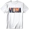 Abbigliamento personalizzate. T shirt bianca in cotone semipettinato ringspun con la scritta Vienna - personalizzate o neutre