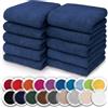 NatureMark Confezione da 10 salviette in spugna, in 100% cotone, da 30 x 30 cm, asciugamani per il viso, blu navy