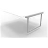 Quadrifoglio Postazione aggiuntiva bench piano bianco 180x160xH.75 cm gamba ad anello in acciaio argento Practika P2 ECBIA18-BA-A