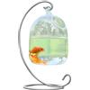 MISNODE Vaso da appendere in vetro con supporto, creativo per pesci rossi trasparente, ciotola piccola per pesci betta, decorazione da scrivania