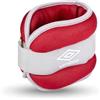 Umbro Polsini per pesi - Pesi per gambe e braccia - 2 pezzi da 1000 g - Regolabile con velcro - Vestibilità comoda - Grigio/Rosso