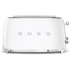 Smeg, Tostapane 2x4 TSF02WHEU, 2 Scomparti per 4 fette, 6 Livelli di Doratura, Funzione Riscaldamento, Scongelamento e Bagel, Espulsione Automatica del Pane, Cassetto Raccoglibriciole, 1500W, Bianco