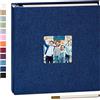 Yopih Album Fotografico Autoadesivo 28x27 cm, Scrapbook Fai da Te con 60 Pagine Bianche, Copertina in Lino, Album Foto per 10x15 13x18 20x25 cm, Regalo Famiglia Matrimonio Viaggi Blu Navy