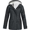 Fannyfuny Cappotto per giacca antivento impermeabile con cappuccio taglie forti da donna Piumino Leggero Bambina 100 Grammi (Dark Gray, XXXXXL)