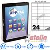 APPTAC 100 FOGLI A4 DA 2400 ETICHETTE C500 70x36 mm CON MARGINE CARTA ADESIVA BIANCA PER STAMPANTI INKJET E LASER - APPTAC