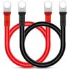 EEEKit 2 Cavi Inverter Batteria per Auto 50cm 4 AWG, Cavi Batteria per Auto con terminali ad Anello M10 Filo Flessibile in Rame per Camion, Moto, energia Solare