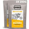 Ember Beef Biltong Originale 500g - Snack Proteico Jerky di Carne Secca - Pochi Grassi, Senza Zuccheri Aggiunti, Keto, Senza Coloranti o Aromi Artificiali - 2 Buste Richiudibili Formato Scorta da 250g