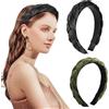 Huiguli Cerchietti per Capelli Donna, 2 Pezzi Velluto Intrecciati Fermacapelli Turbante Fasce,Eleganti Vintage per Donna Ragazza, Decorazione Capelli Donna Ragazza (Nero+Verde)