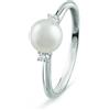 Bliss Anello Rugiada in oro bianco, perle e diamanti 0.02 ct.