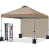 MASTERCANOPY Gazebo pieghevole da 2,5 x 2,5 m, con 1 parete laterale/laterale per mercato, giardino, cortile, kaki