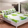Loussiesd Set di lenzuola con a forma di rana, set di biancheria da letto con animale, lenzuolo con angoli ragazzi,inverde foglia, rana, copertura per letto a natura, per camera singola