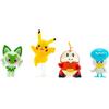Pokémon PKW3402 - Confezione da 4 figure di battaglia con Pikachu, croco, kwak, felori, personaggi ufficiali dettagliati, 5 cm