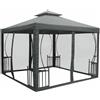 VESTIAMO CASA GIARDINO - Gazebo con zanzariera telo Grigio 3x3 metri