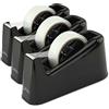 Rapesco 1740 3 Dispenser Nastro Adesivo 500 e 3 Rotoli Trasparenti, Nero