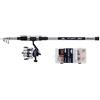 Shakespeare SALT Jetty Jouster Combo Set, canna da pesca e mulinello, Combo Spinning Combo include custodia rigida, esche e finale, pesca costiera e costiera, blu e bianco, 2,40 m, 20-60 g