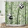 Ttincceer 180x200cm Carino Panda Tenda da Doccia - Bambù Foresta Cartone Animato Modello Bagno - Muffa Resistente Nero Bianco Animale Impermeabile Vasca da Bagno