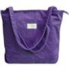 Florence Happy @ England Cambridge ElChic - Borsa tote in velluto a coste spesso con cerniera, elegante, resistente e impermeabile, Lavanda scura, Large