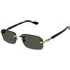 Gucci GG1221S 001 Gold Black Grey - Occhiali da sole Gucci rettangolari oro 889652394190