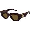 Gucci GG1421S 002 Havana - Occhiali da sole Gucci geometrici havana 889652439082