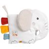 Fehn Soft libro illustrato elefante - Libro tattile in cotone da coltivazione biologica con motivi di animali - da appendere per carrozzina e seggiolino auto - per neonati e bambini da 0 mesi