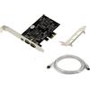 KALEA-INFORMATIQUE Scheda controller PCIe a 3 porte FireWire 400 IEEE1394a con chipset VIA6308 e ASM1083. Staffe a profilo alto e basso, con cavo Ilink.