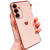 Vepbk Cover per Samsung Galaxy A55 5G, Cover Custodia Silicone Morbido TPU Cuore Disegni Case Colorate Resistente Sottile Gomma Morbida Antiurto Cover Custodia per Samsung Galaxy A55 5G,Oro Rosa