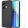 MOONESS Cover per Xiaomi Redmi Note 13 4G (6.67) Custodia,Con 2 Pellicola Vetro Temperato Morbida Sottile Liquid TPU Case per Xiaomi Redmi Note 13 4G - Nero