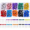 HUAZIZ 1000 Pezzi Spilli da Sarta con Teste Rotonde con Teste Rotonde in Plastica e Punte ad Ago in Acciaio, Spilli Dritti Tonda, Spille a Pressione per Mappe Colorate
