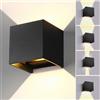 Dopastore Applique da Parete LED 20W Design Cubo Luce Bidirezionale Lampada Moderna IP65 Terrazza Giardino Patio (Luce calda 3000K, Nero)