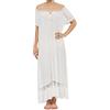 QIKEGooods 100% cotone vittoriano camicia da notte manica corta donna camicia da notte pigiama pigiama camicia da notte, 006bianco, L