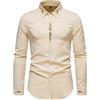 Kobilee Camicia Trasparente Uomo Regular Fantasia Camicia Elegante Taglie Forti Elasticizzata Camicia Bianca Business on Stiro Camicia Seta da Cerimonia Slim Fit Abito Manica Lunga Botton Down