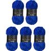 Wollbiene Softy, 5 gomitoli di lana di ciniglia da 100 grammi, per lavorare a maglia, lana per bambini, 500 grammi di ciniglia Super Bulky Crochet Yarn (blu 03)