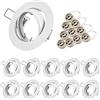 EDISHINE 10 faretto da incasso GU10 set cornice da incasso, luce da incasso 230V, luce da incasso diametro foro 68mm rotondo, orientabile a 35°, cornice per LED o alogena senza lampadina, bianco