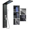 KEOKBON Pannello doccia LED in acciaio inox di KEOKBON, pannello doccia a parete multifunzione con colonna doccia e rubinetto, 5 funzioni doccia (doccia a pioggia, doccia a cascata, doccia massaggiante