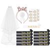 YSUVIN Gadgets per Addio al Nubilato, 16PCS Sposa Decorazione Kit, Sposa Addio al Nubilato Accessori con Bride to Be e Nero Team Bride Sash, Spilla, Tiara, Velo e Tatuaggi