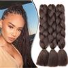 Dcbaboo Extension per Treccine Africane Marrone 60cm Extension Capelli Finti per Treccine Africane Extension Trecce Capelli Sintetici Kanekalon 3 Ciocche Ombre Jumbo Braiding Hair, Marrone Cioccolato