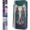 ACOVER Custodia Portafoglio per iPhone 7 Plus 8 Plus 6S Plus 6 Plus Flip Cover in Pelle a Libro Modello Wallet Case per Donna Ragazza Uomo - Elefante