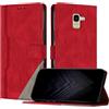 Netany Custodia Compatibile con Samsung Galaxy A8 2018/A5 2018,custodia magnetica in pelle PU con [Slot Cart] [Supporto Stand] [Magnetica] (Rosso)