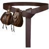 HiiFeuer Cintura con fibbia vichinga in rilievo Fenrir e borsa per cintura nordica in rilievo, cintura in ecopelle vintage e marsupio per LARP(marrone D)
