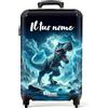 NoBoringSuitcases.com Valigia Bambini, Trolley Bambino, Valigia Per Bambini, Valigia Bambino, Valigia 10 kg, Valigia Bambino Trolley, Valigia Personalizzabile, 55x40x20 cm (Dinosaure - Blu)