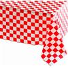 YAAVAAW Tovaglia a scacchi, 137.2x274.3 cm, colore: rosso e bianco a scacchi, tovaglia rettangolare in plastica a quadretti per picnic, banchetti a scacchi, feste a tema, decorazioni per tavolo da tè
