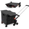 LexonElec Carrello Della Spesa Pieghevole Carrello Portatile Pieghevole con Ruote per Scalinate e Coperchio Magnetico Capacità di 80 Kg, Cassetta Rotante per Campeggio, Pesca e Stoccaggio Attrezzi -Nero U