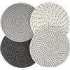 HIKPACKER Set di 4 Sottopentola Cucina Di Cotone 18cm Sotto Pentola Da Cucina Resistente Al Calore, Poggiapentola Assorbimento Dell'Acqua, Sottopiatti Rotondi Eleganti per Cucina, Sala Da Pranzo, Grigio