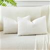 JOTOM Fodere In Velluto a coste Morbido Solido Fodere Di Cuscino Decorativo Cuscino Fodere Per Cuscini Da Letto Per La Decorazione Della Casa Per Divano Camera Da Letto 40x60cm Set Di 2 (Beige Bianco)